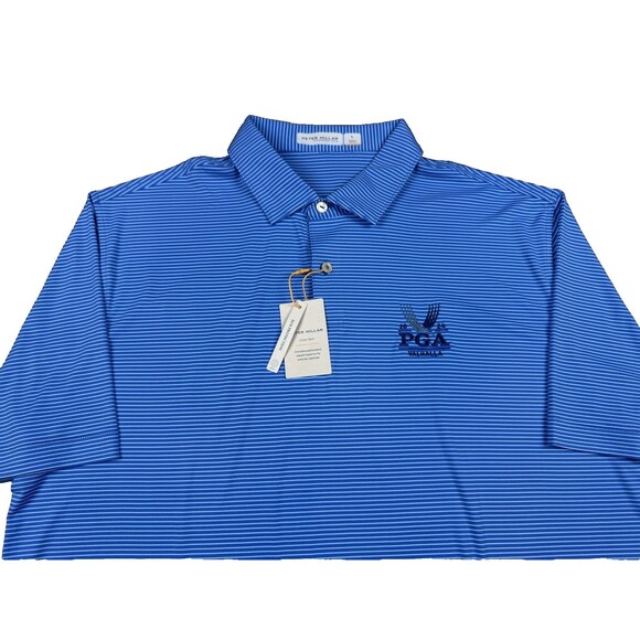 Peter Millar NWT Summer Comfort Striped Golf Polo Shirt PGA Valhalla 2024 Large - Picture 1 of 8